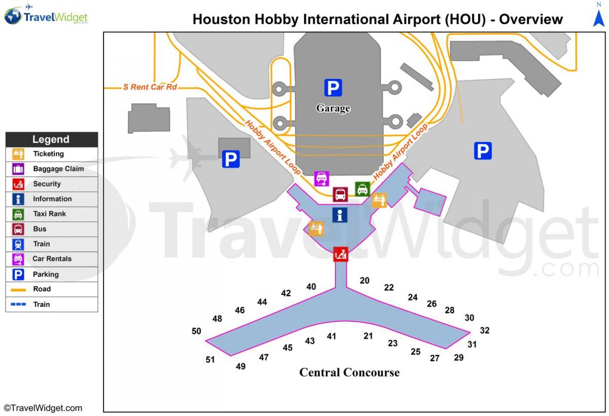 карта Хјустон аеродром