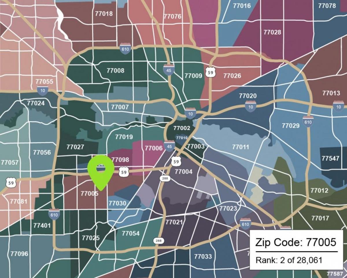 Хјустон мапи са зип-кодовима