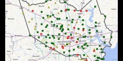 Карта зона поплава у Хјустону